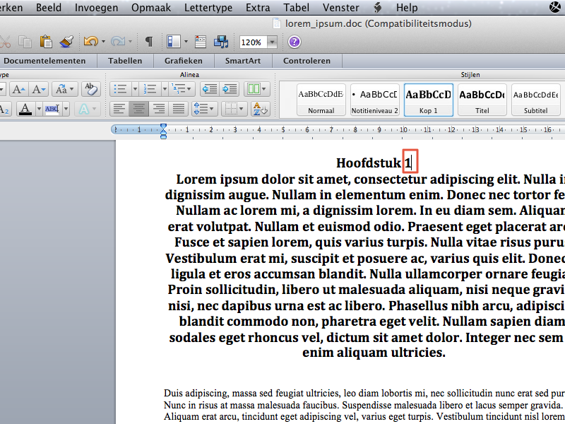 Inhoudsopgave maken in Office Mac 2011 stap 13