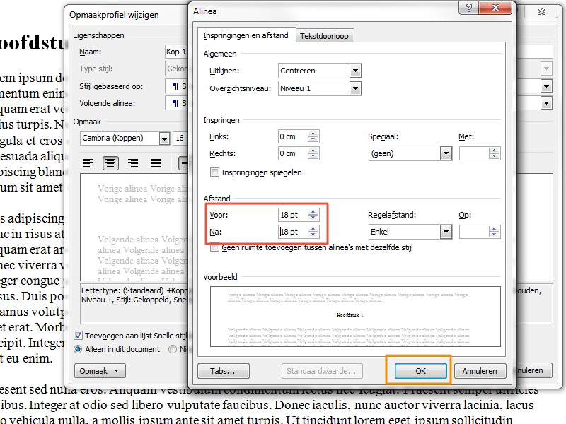 Inhoudsopgave maken in Office 2007 stap 5