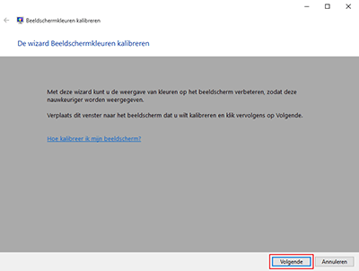Beeldscherm kalibreren met Windows (stap 2)