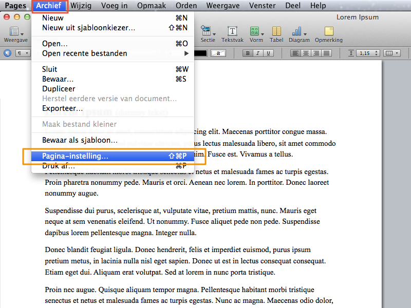 Marges instellen in Apple Pages stap 2
