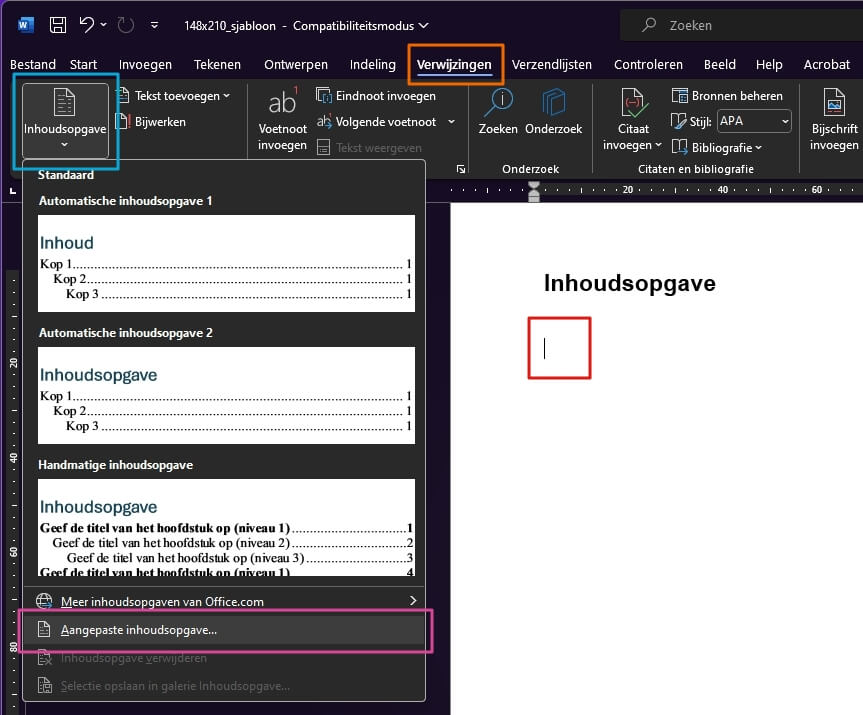 inhoudsopgave-maken-word-365-stap-8