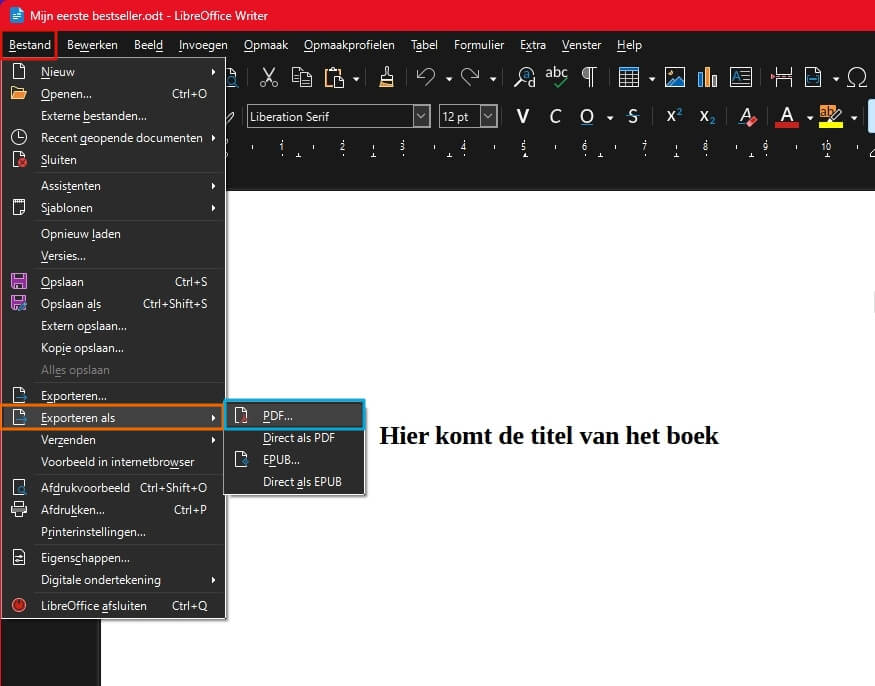 printklare-pdf-maken-libreoffice-stap-1