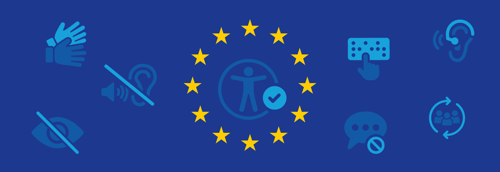 EU vlag met toegankelijkheidsicoontjes